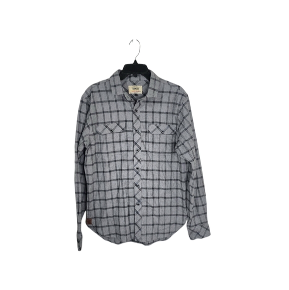Tobacco Motorwear Co. Flannel Hellfire Gray Plaid Button Up Men's Large - Picture 3 of 11